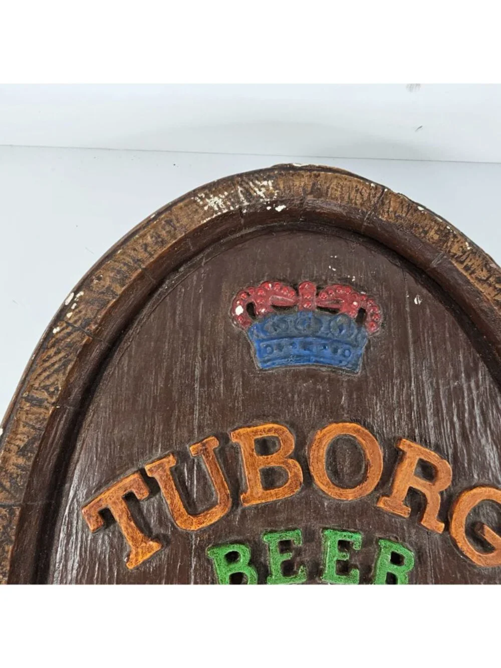 Vintage Tuborg Beer Plaque Sign Brewed Light On Draught